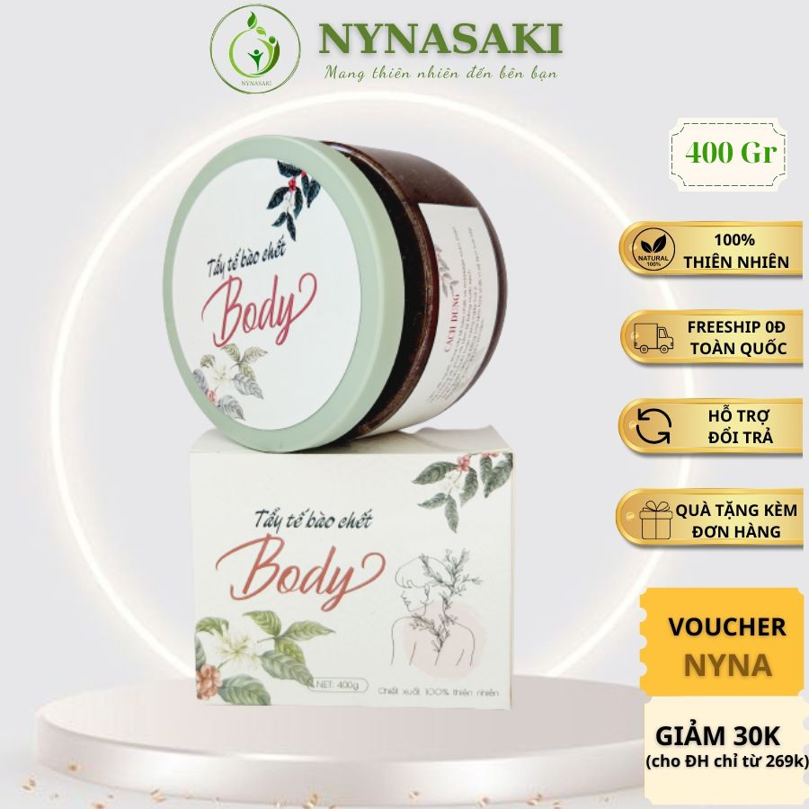 Tẩy tế bào chết body cà phê hữu cơ, muối tắm giúp làm sáng trắng da, mịn mượt da 400g