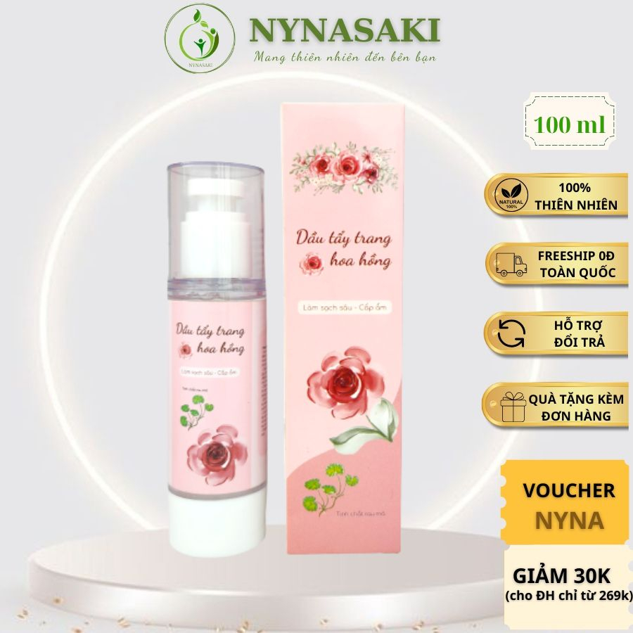 Dầu tẩy trang hoa hồng,nước tẩy trang không chứa cồn làm sạch da dịu nhẹ, se khít lỗ chân lông cho mọi loại da 100ml