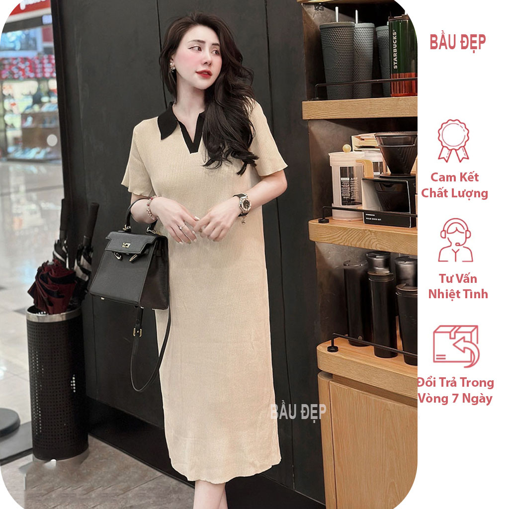 [M199] Váy đầm bầu len Mongtogi freesize