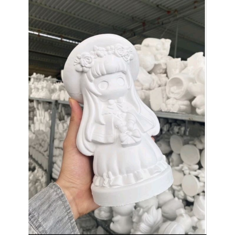 CÔNG CHÚA TÓC DÀI tượng thạch cao tô màu