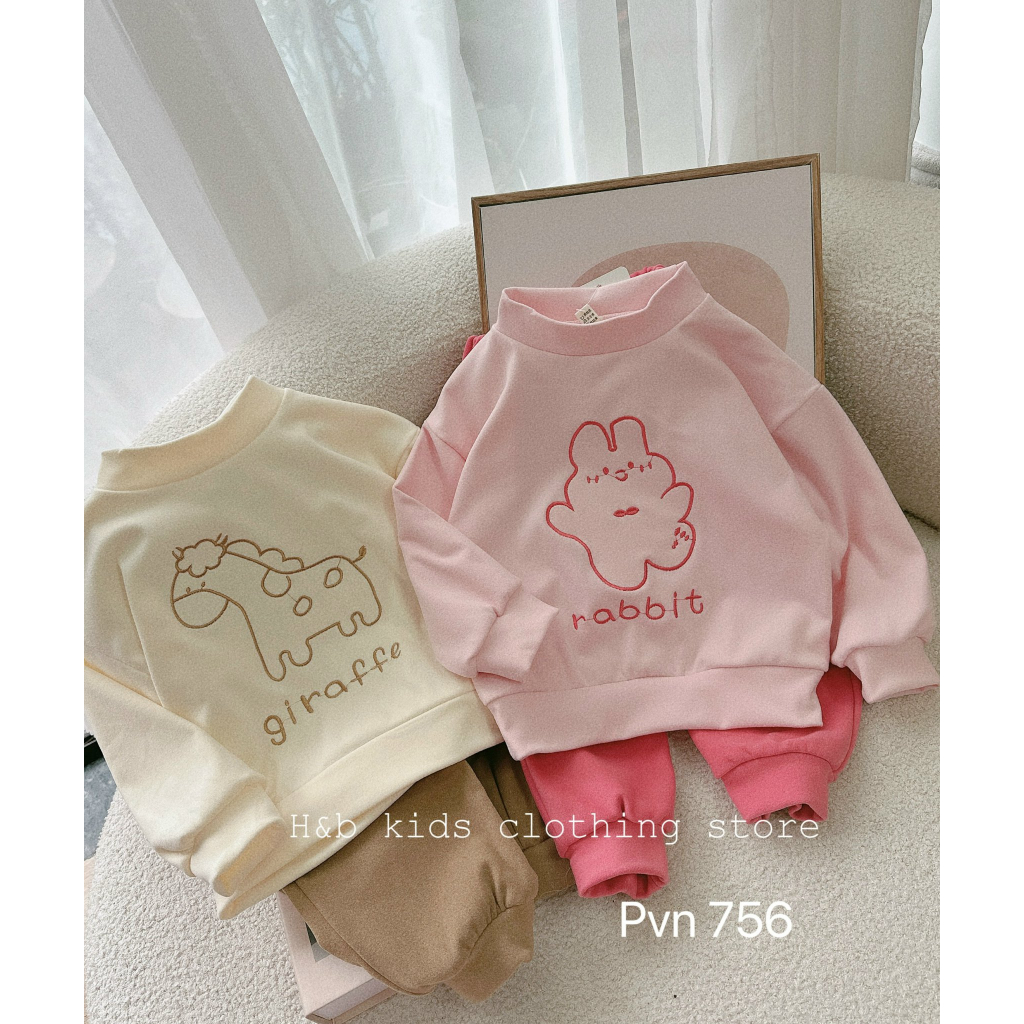 Bộ thu đông cho bé trai bé gái , set bộ quần áo cotton zip lông 2 mặt thỏ- hưu cho bé trai bé gái.