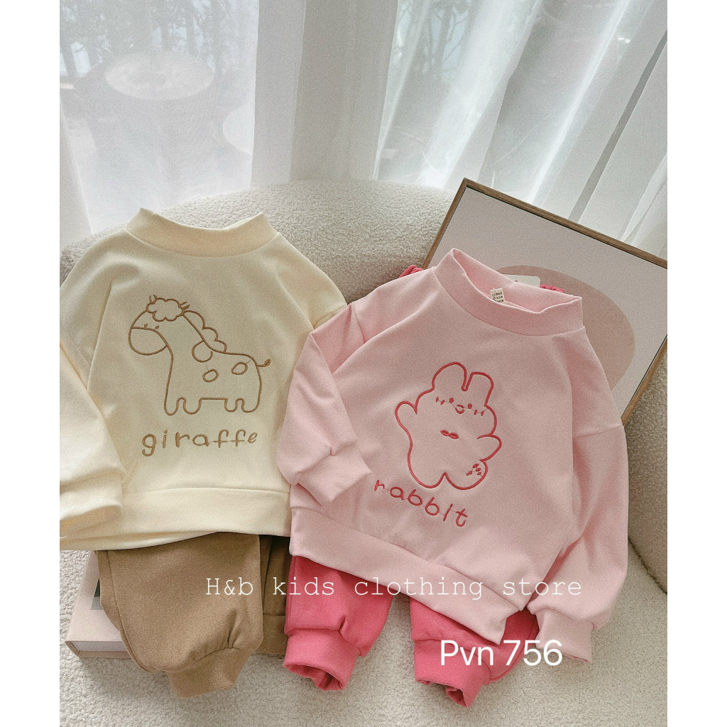 Bộ thu đông cho bé trai bé gái , set bộ quần áo cotton zip lông 2 mặt thỏ- hưu cho bé trai bé gái.