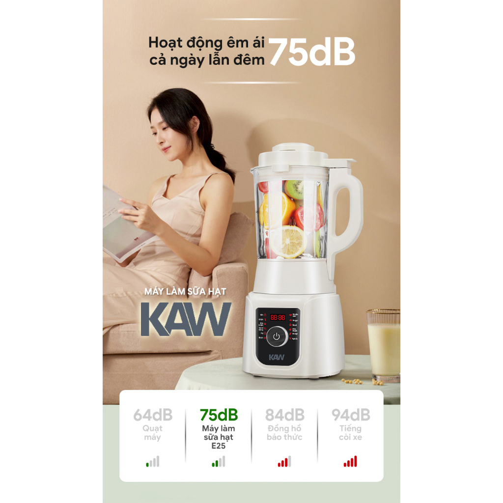 Máy Làm Sữa Hạt, Máy Nấu Sữa Hạt Đa Năng 1750ML Dễ Dàng Sử Dụng 10 Lưỡi Dao Bảo Hành 12 Tháng