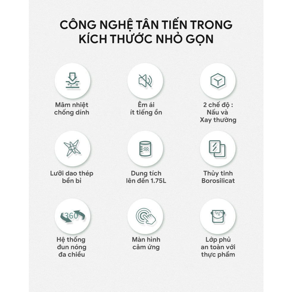 Máy Làm Sữa Hạt, Máy Nấu Sữa Hạt Đa Năng 1750ML Dễ Dàng Sử Dụng 10 Lưỡi Dao Bảo Hành 12 Tháng