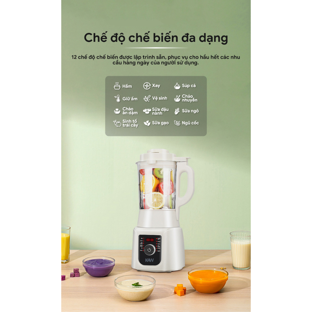 Máy Làm Sữa Hạt, Máy Nấu Sữa Hạt Đa Năng 1750ML Dễ Dàng Sử Dụng 10 Lưỡi Dao Bảo Hành 12 Tháng