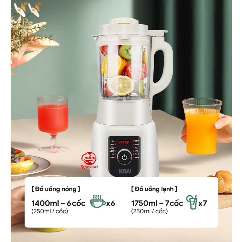 Máy Làm Sữa Hạt, Máy Nấu Sữa Hạt Đa Năng 1750ML Dễ Dàng Sử Dụng 10 Lưỡi Dao Bảo Hành 12 Tháng