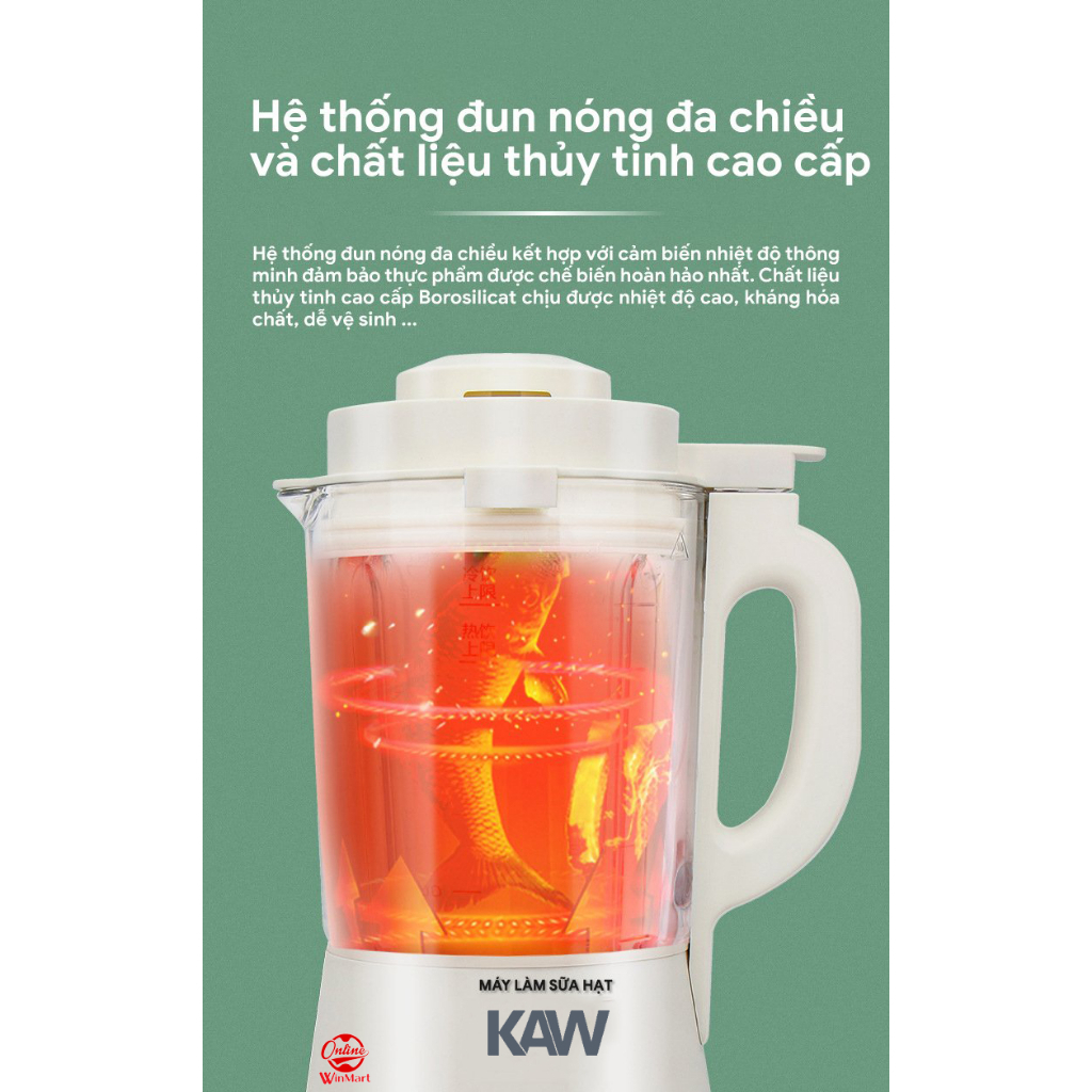 Máy Làm Sữa Hạt, Máy Nấu Sữa Hạt Đa Năng 1750ML Dễ Dàng Sử Dụng 10 Lưỡi Dao Bảo Hành 12 Tháng