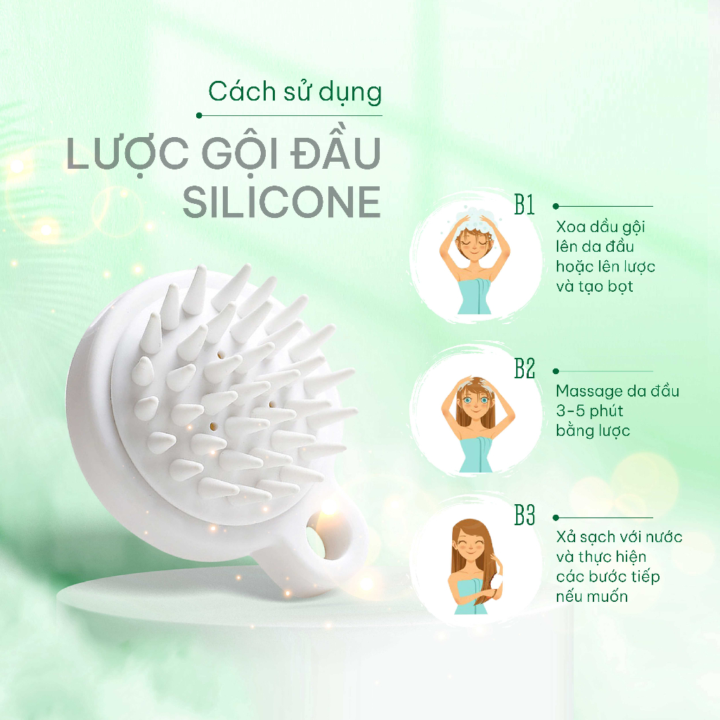 Lược gội đầu Silicone mềm màu trắng Julyhouse làm sạch da đầu