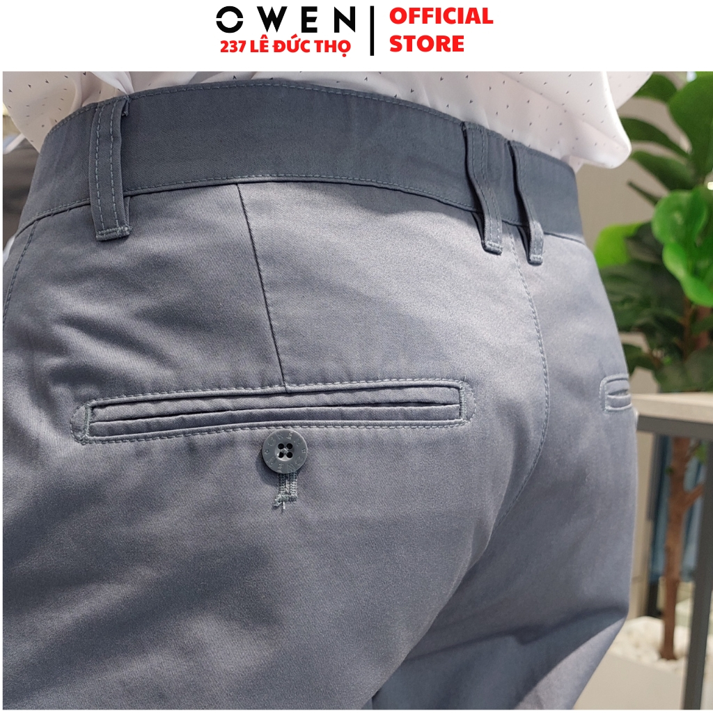 Quần kaki nam form slim fit ôm nhẹ QKSL221207 màu xanh blue khaki hàng hiệu chất thô cotton cao cấp mềm mát thấm hút
