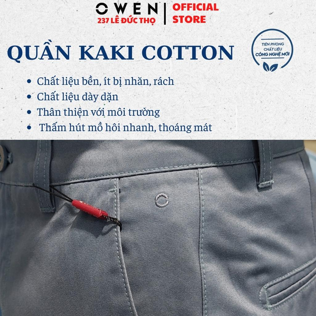 Quần kaki nam form slim fit ôm nhẹ QKSL221207 màu xanh blue khaki hàng hiệu chất thô cotton cao cấp mềm mát thấm hút