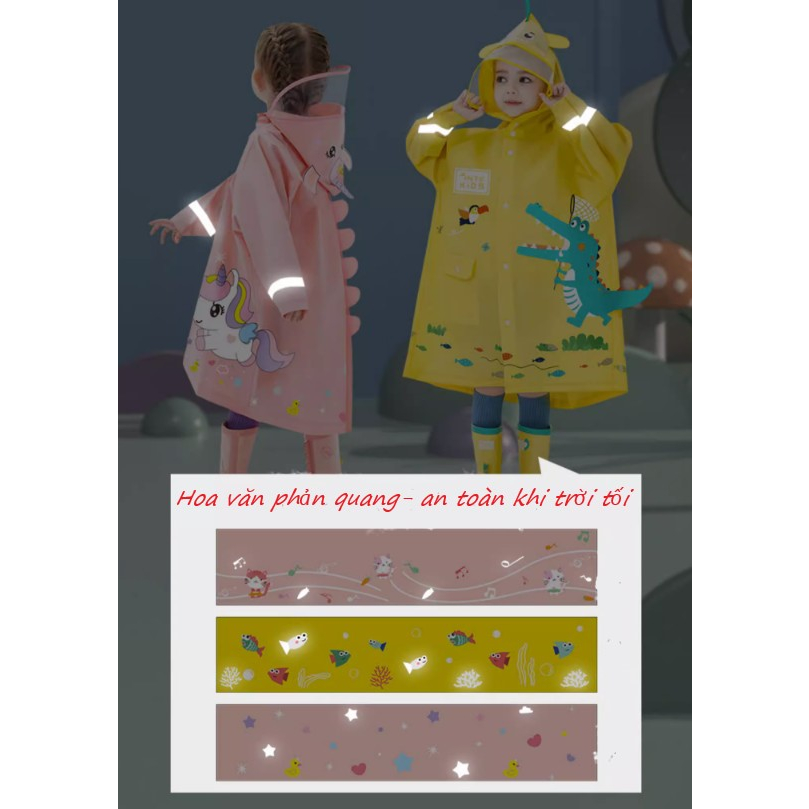 Áo mưa cho bé 2-10 tuổi-LOẠI TỐT-CHÍNH HÃNG, Áo mưa trẻ em họa tiết hình thú 3D ngộ nghĩnh nhiều màu tươi sáng-AOMUA002