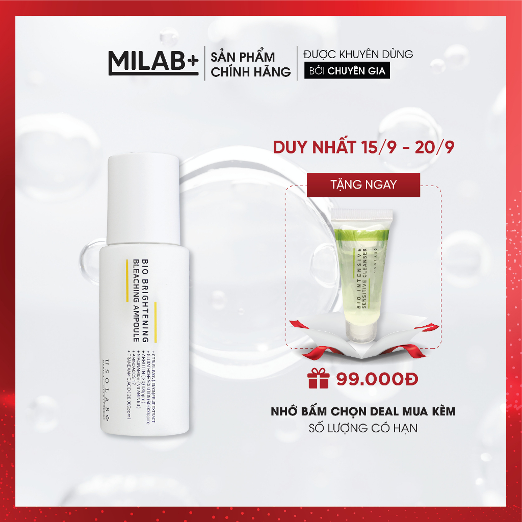 Tinh chất dưỡng trắng da Usolab, giúp sáng da, mờ nám và thu hẹp lỗ chân lông 50ml - MILAB