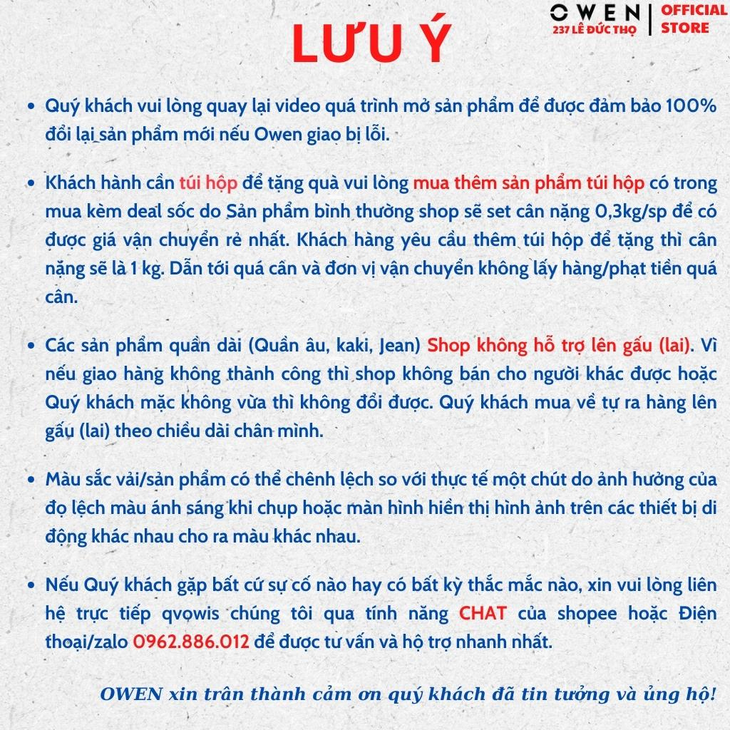 Quần jean nam cao cấp chính hãng Owen QJSL221490 màu xanh trung vải bò denim cotton bền đàn hồi tốt dáng slim fit ống cô