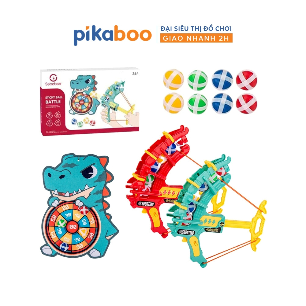 Đồ chơi cung tên bắn bóng dính khủng long cao cấp Pikaboo đồ chơi vận động thể thao cho bé chất liệu an toàn