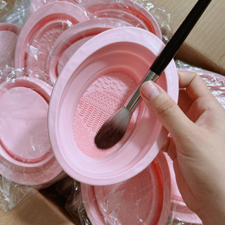 {Màu Hồng -Tím } Chậu silicon vệ sinh cọ trang điểm tiện dụng