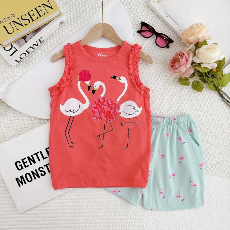 Đồ bộ bé gái, bộ đùi sát nách cotton VNXK