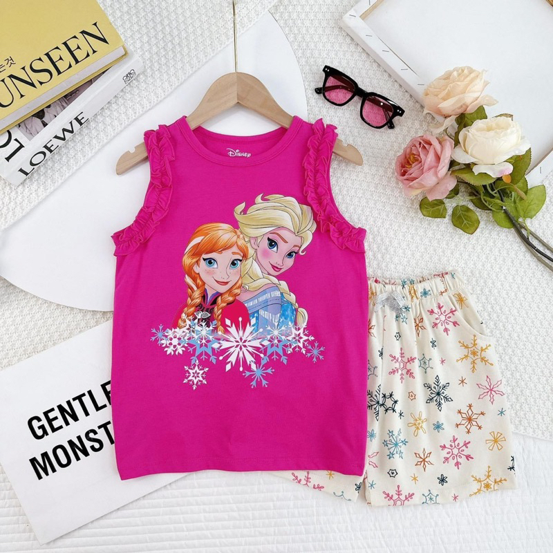 Đồ bộ bé gái, bộ đùi sát nách cotton VNXK