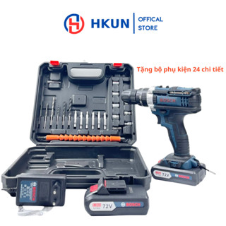 Máy khoan pin Bosch 72v, tặng bộ phụ kiện 24 chi tiết, Khoan Ba Chức Năng Bosch 72v có búa