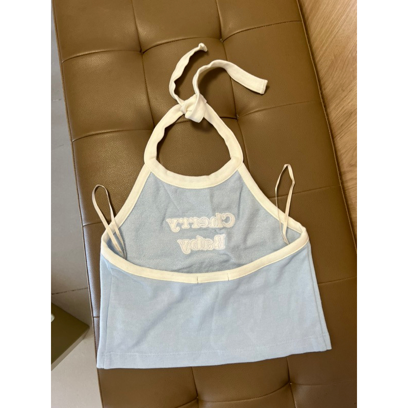 🔥HOT DEAL🔥 Áo croptop yếm F21 xanh baby blue siêu yêu size S