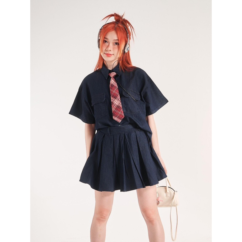 SET DENIM SƠ MI + CHÂN VÁY KUCHIMACHIC