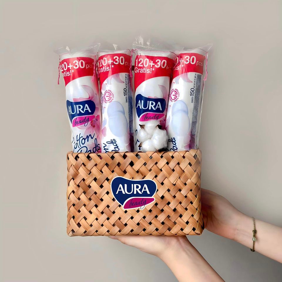 Sỉ  Một Thùng Bông Tẩy Trang Aura Chính Hãng 150 Miếng - 35 Gói