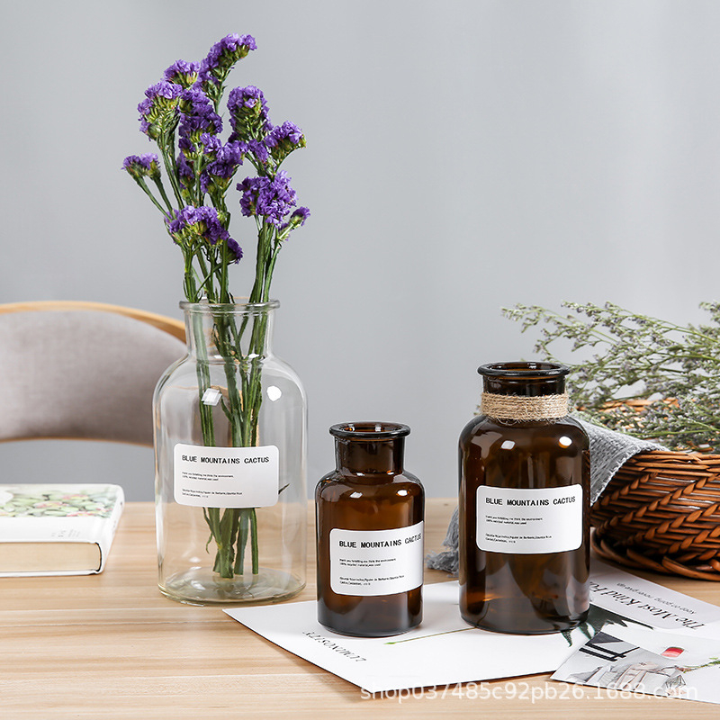 Lọ hoa thủy tinh trang trí, bình hoa decor cắm hoa giả phong cách Vintage