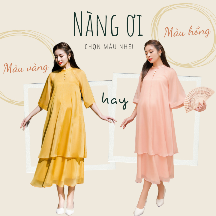 Áo Dài Bầu Cách Tân Ý Nhi Váy Bầu Diện Tết Đầm Bầu Đẹp Hàng Thiết Kế Glam Nest AD005