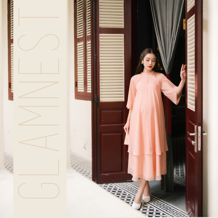 Áo Dài Bầu Cách Tân Ý Nhi Váy Bầu Diện Tết Đầm Bầu Đẹp Hàng Thiết Kế Glam Nest AD005