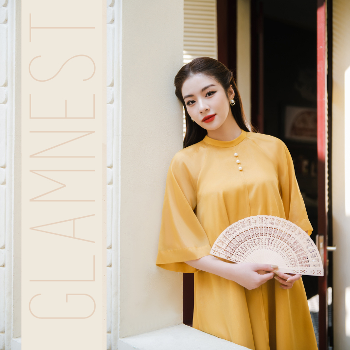 Áo Dài Bầu Cách Tân Ý Nhi Váy Bầu Diện Tết Đầm Bầu Đẹp Hàng Thiết Kế Glam Nest AD005