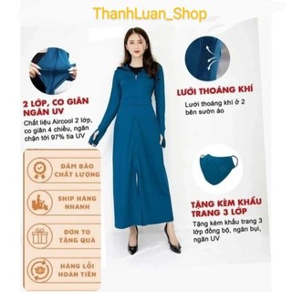 Áo Chống Nắng lưới tản nhiệt Gu 2 lớp dáng dài nữ. Vải thông hơi hạt cườm chống tia UV cao