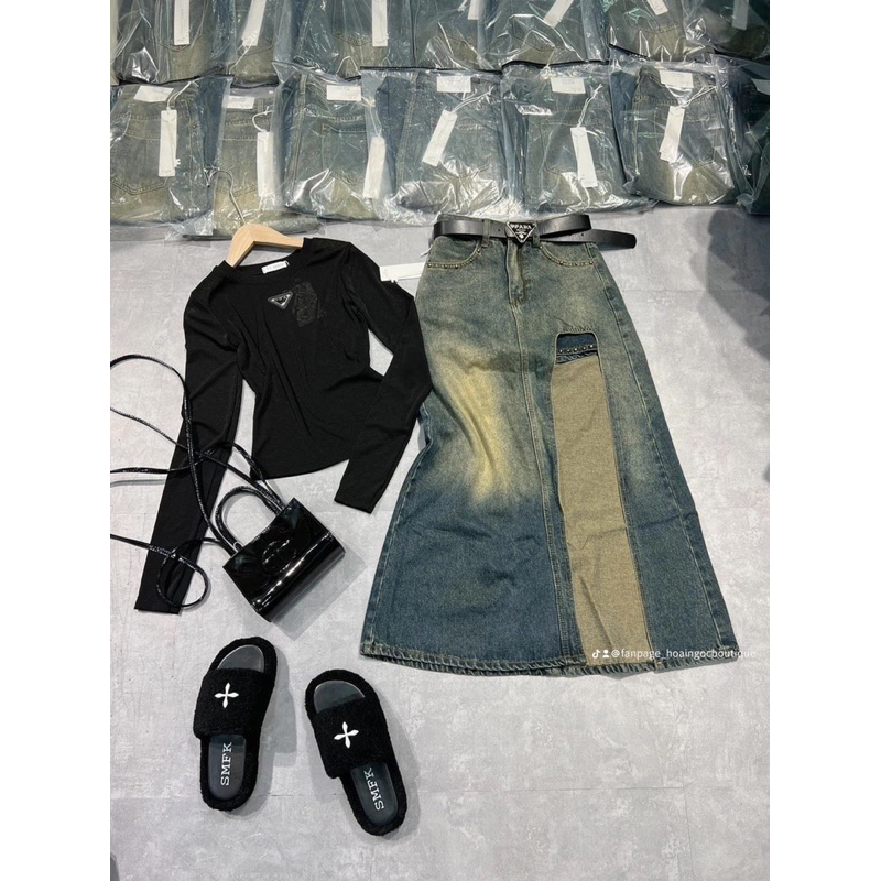 CHÂN VÁY JEAN DÀI  XẺ CAO HÀNG QCL1