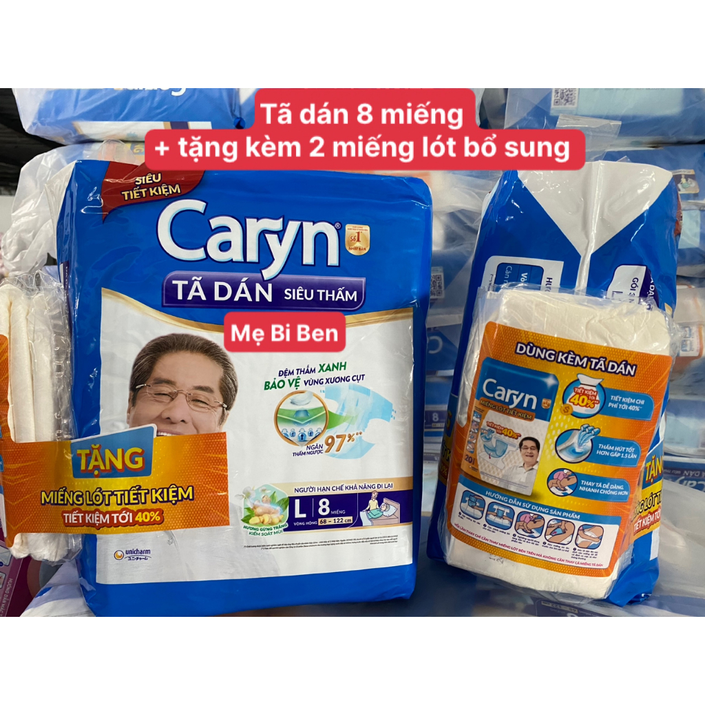 [Chính Hãng + Tặng Kèm 2M Lót bổ sung] Gói 8 Miếng Bỉm Dán Caryn Cho Mẹ Sau Sinh L8 - Tã Dán Caryn Cho Người Cao Tuổi