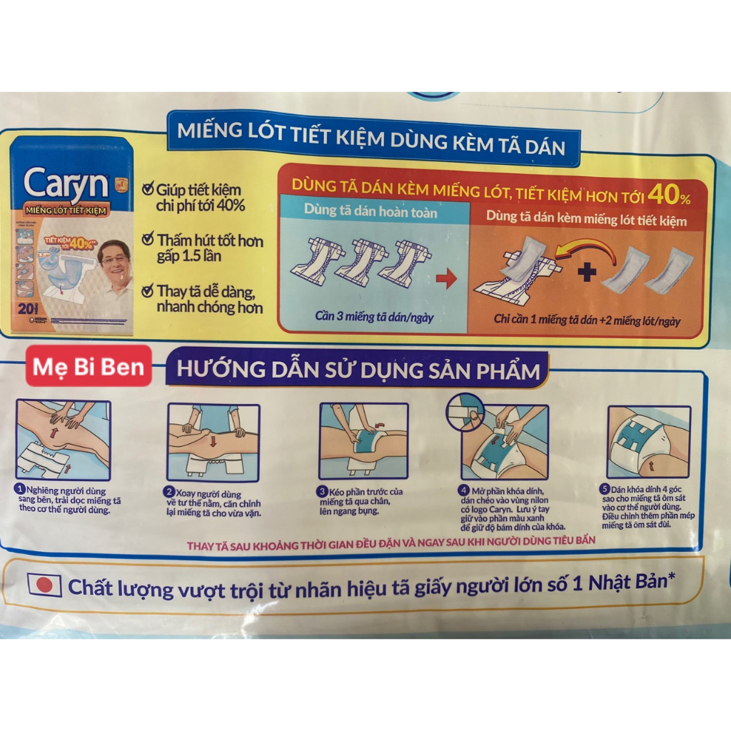 Gói 8 Miếng Bỉm Dán Caryn Cho Mẹ Sau Sinh L8 - Tã Dán Caryn Cho Người Cao Tuổi