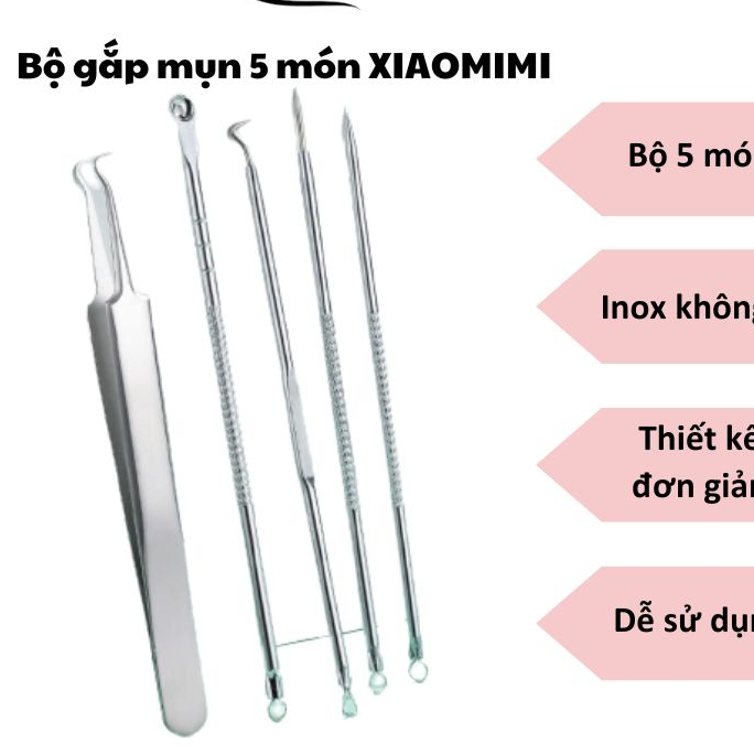 Bộ dụng cụ nặn mụn 5 món inox không rỉ siêu tiện lợi XIAOMIMI TC483-2108.
