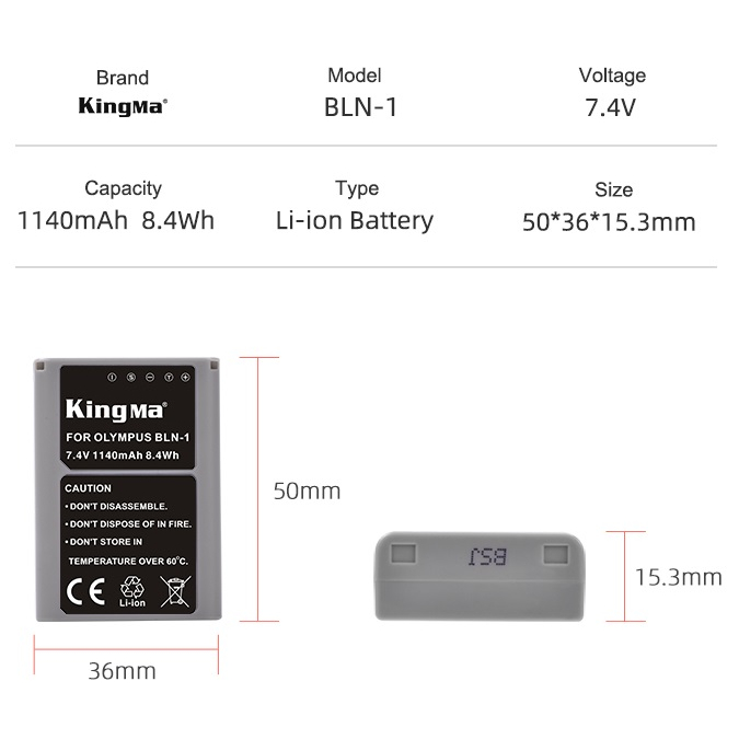 Pin sạc Ver 3 Kingma for Olympus BLN-1