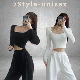 Áo thun croptop trơn form ôm, Áo cho nữ dáng ngắn basic dài tay cotton co dãn siêu xinh 2style_unisex