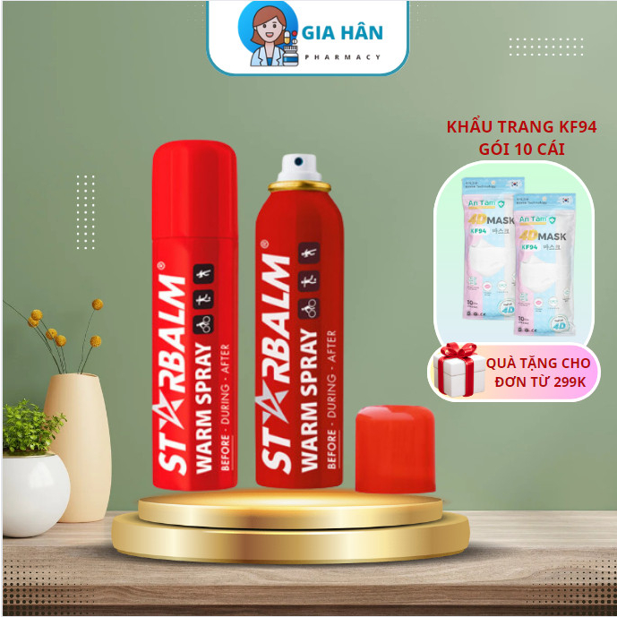 Chai xịt nóng Starbalm Warm Spray giúp tăng tuần hoàn máu qua các cơ (150ml)