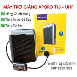 Máy trợ giảng aporo t18 uhf chính hãng. mic sóng uhf. tặng micro có dây. tặng củ sạc