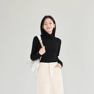 Áo nỉ Dessuu dài tay cổ tròn cao basic màu đen