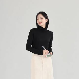 Áo nỉ Dessuu dài tay cổ tròn cao basic màu đen