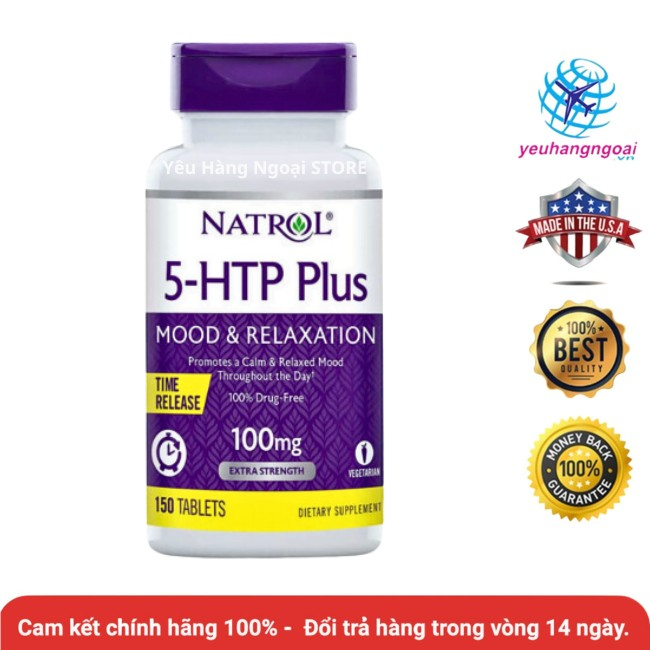 Viên Uống Hỗ Trợ Giảm Căng Thẳng 5-HTP Plus Mood & Relaxation 100mg 150 Viên Của Natrol Mỹ.