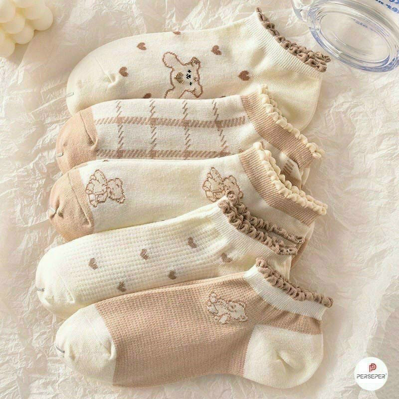 Tất/vớ nữ cổ bèo dễ thương chất cotton mềm ,thoáng khí co dãn 4 chiều