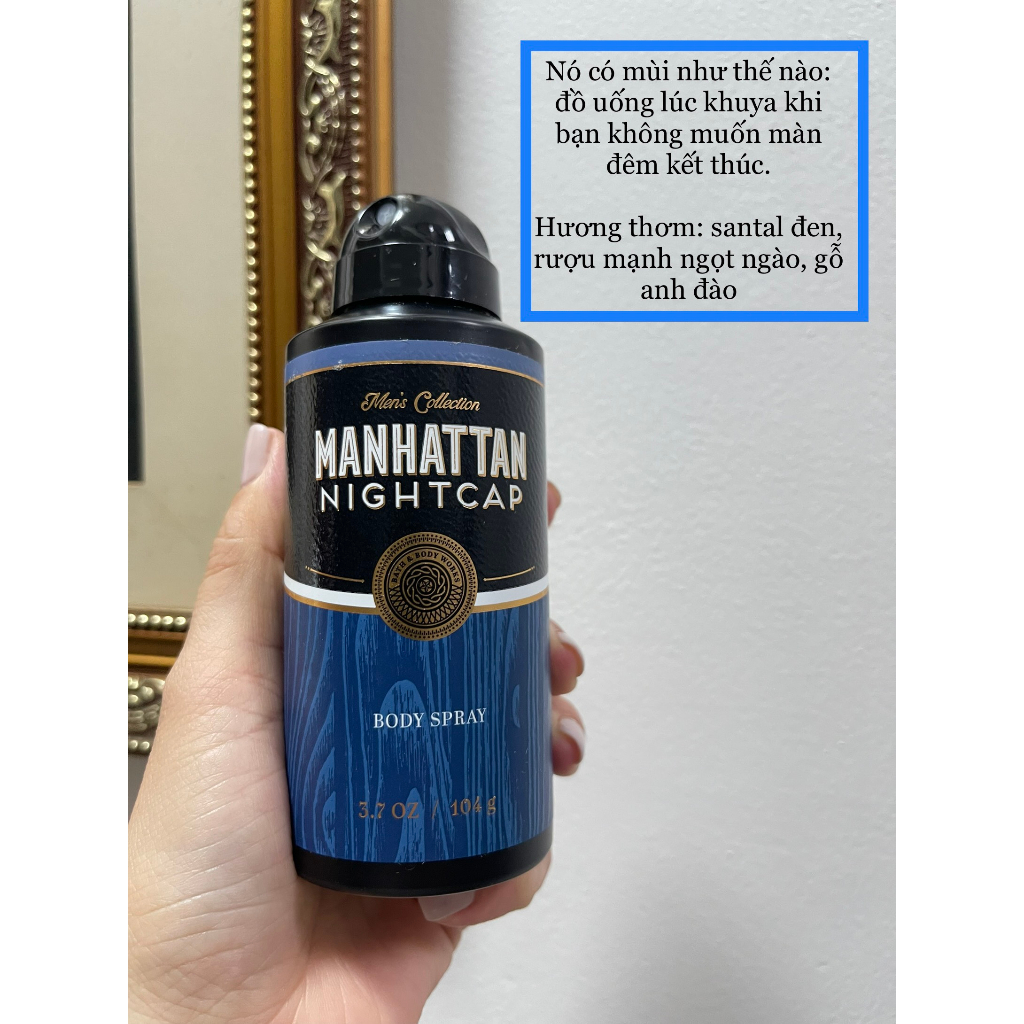Xịt khử mùi toàn thân Manhattan Nightcap Bath and Body Works chai 104g