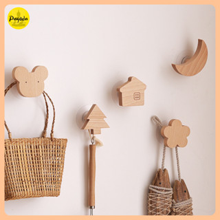 (Giá sỉ 23k/1 sp) Móc gỗ treo đồ đã bao gồm miếng dán tường và ốc vít khoan tường