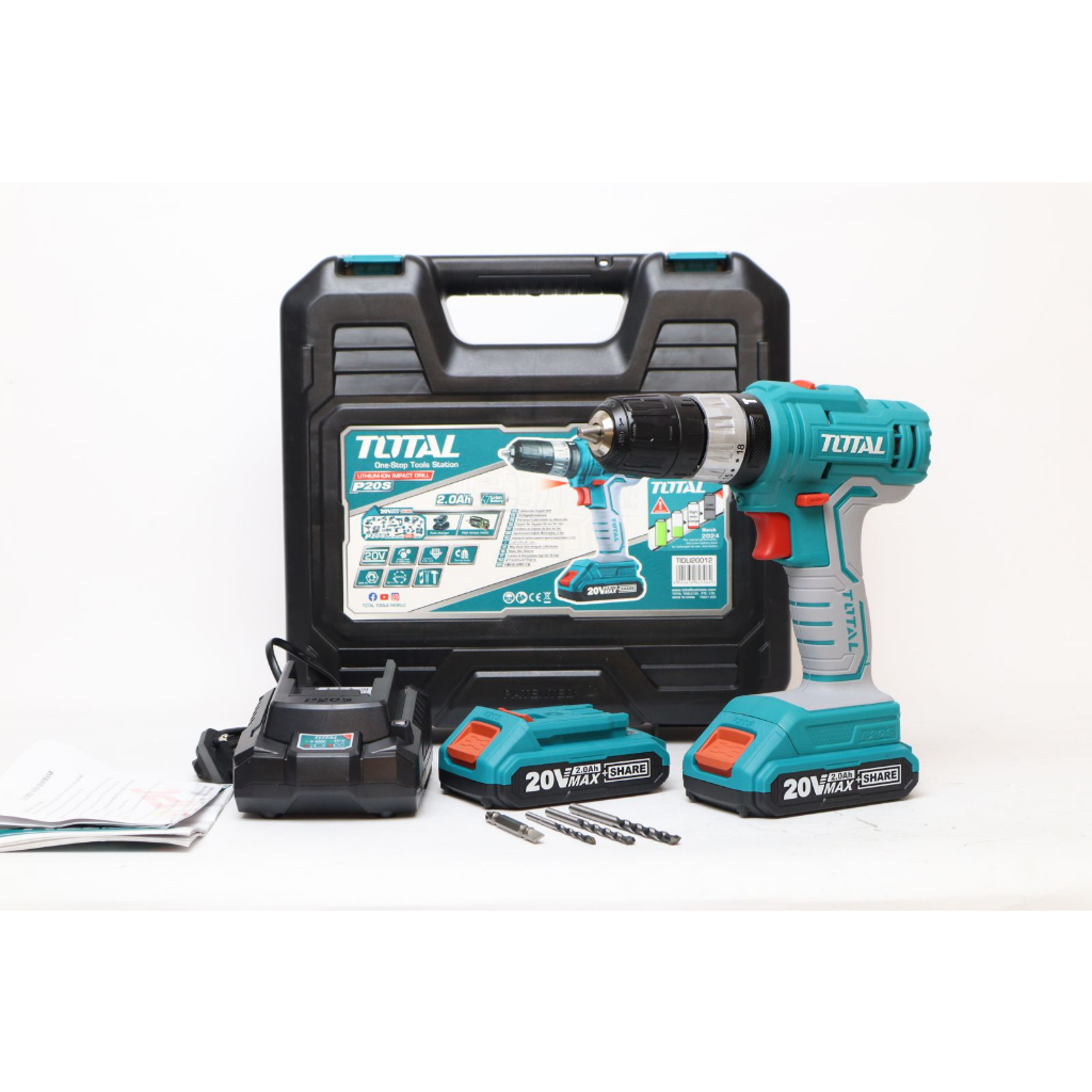 Máy khoan búa dùng pin 20V Total TIDLI20012 hai tốc độ kèm 2pin 2Ah và 1 sạc Máy khoan Total chính hãng - Thinksafe