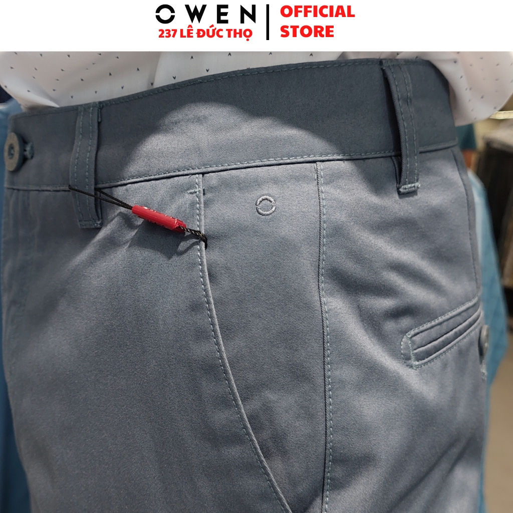 Quần kaki nam form slim fit ôm nhẹ QKSL221207 màu xanh blue khaki hàng hiệu chất thô cotton cao cấp mềm mát thấm hút