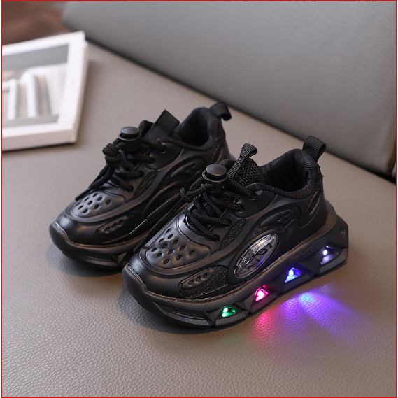 Size 21-30 Giày Thể Thao Nháy Đèn Phối Vải Lưới Phong Cách Cá Tính Cho Bé Trai Bé Gái K073