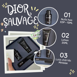 Set Dior Sauvage gồm nước hoa EDT 10ml và dưỡng thể 20ml kèm lược fullbox