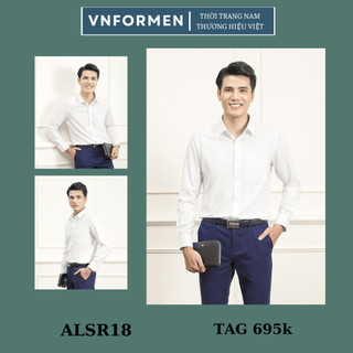 Áo sơ mi nam dài tay ARISTINO trắng trơn nano siêu nhẹ form slim- ALSR18