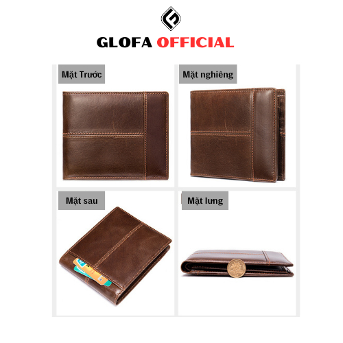 Ví Da Bò Nam GLOFA - GVT03, Da Bò Thật 100% Phong Cách Lịch Lãm Nam Tính